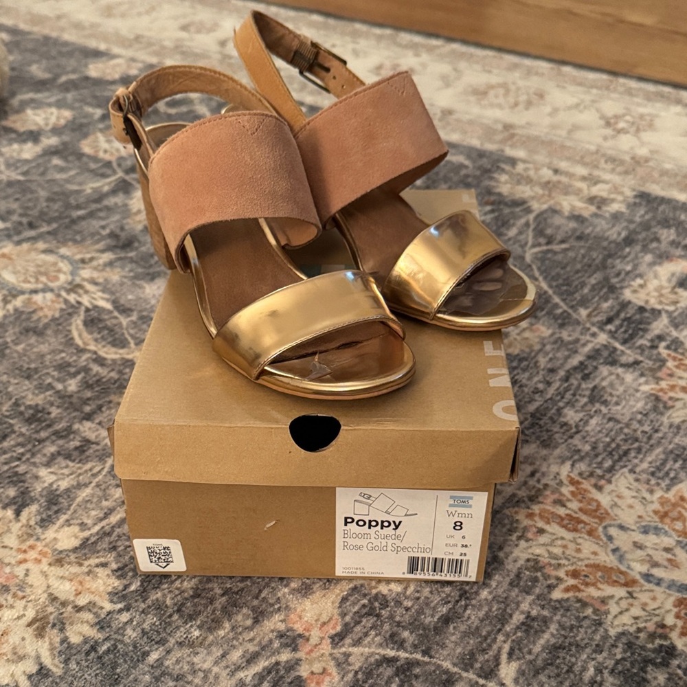 Women's Rose Gold and Tan Sandals